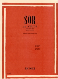 Sor Studies 20 Guitar Book & Cd Grondona Sheet Music Songbook