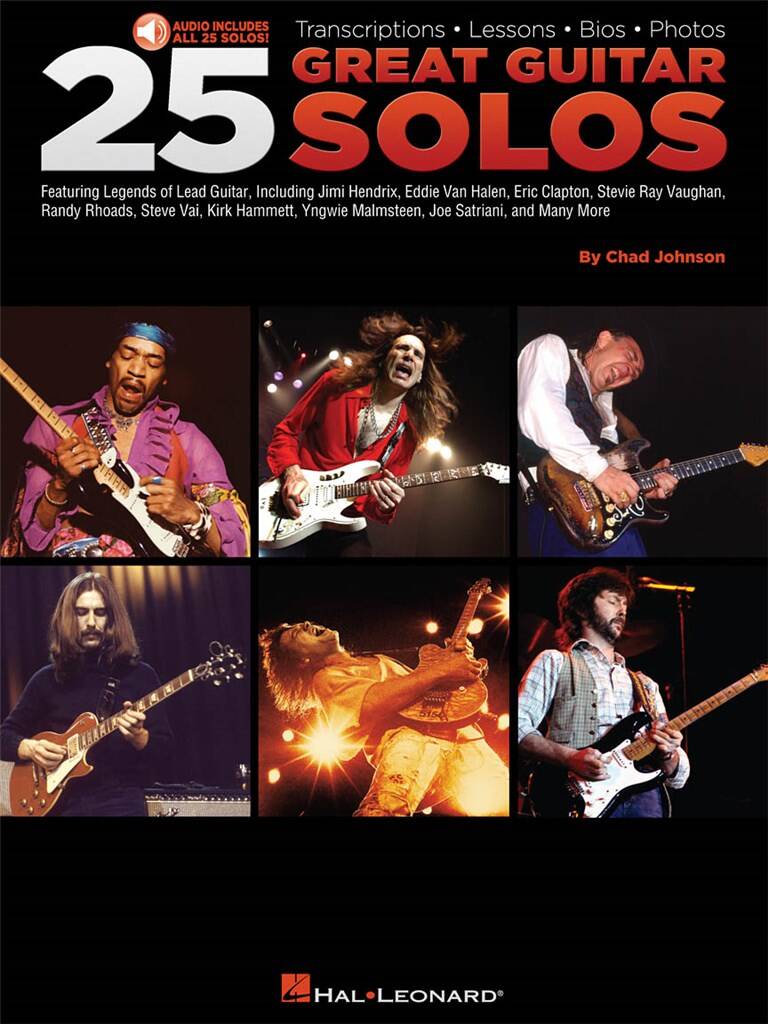 25 Great Guitar Solos Chad Johnson Book & Cd Sheet Music Songbook