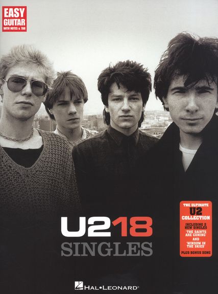 U2 18 Singles Easy Guitar Tab Sheet Music Songbook
