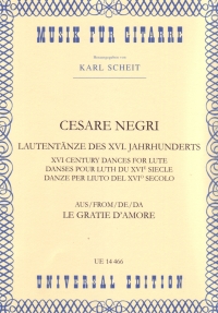 Negri Lute Dances Of The 16th Century Ed. Scheit Sheet Music Songbook