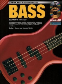 Progressive Bass Guitar Book + Cd/dvd Sheet Music Songbook