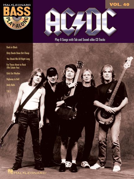 Bass Play Along 40 Ac/dc Book & Cd Sheet Music Songbook