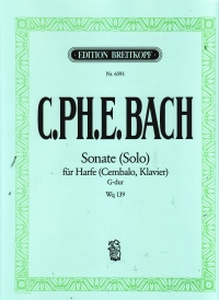 Bach Cpe Sonata In G Harp Sheet Music Songbook