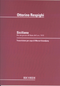 Respighi Siciliana Harp Sheet Music Songbook