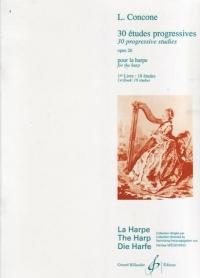 Concone 30 Etudes Progressives Op26 Vol 1 Harp Sheet Music Songbook