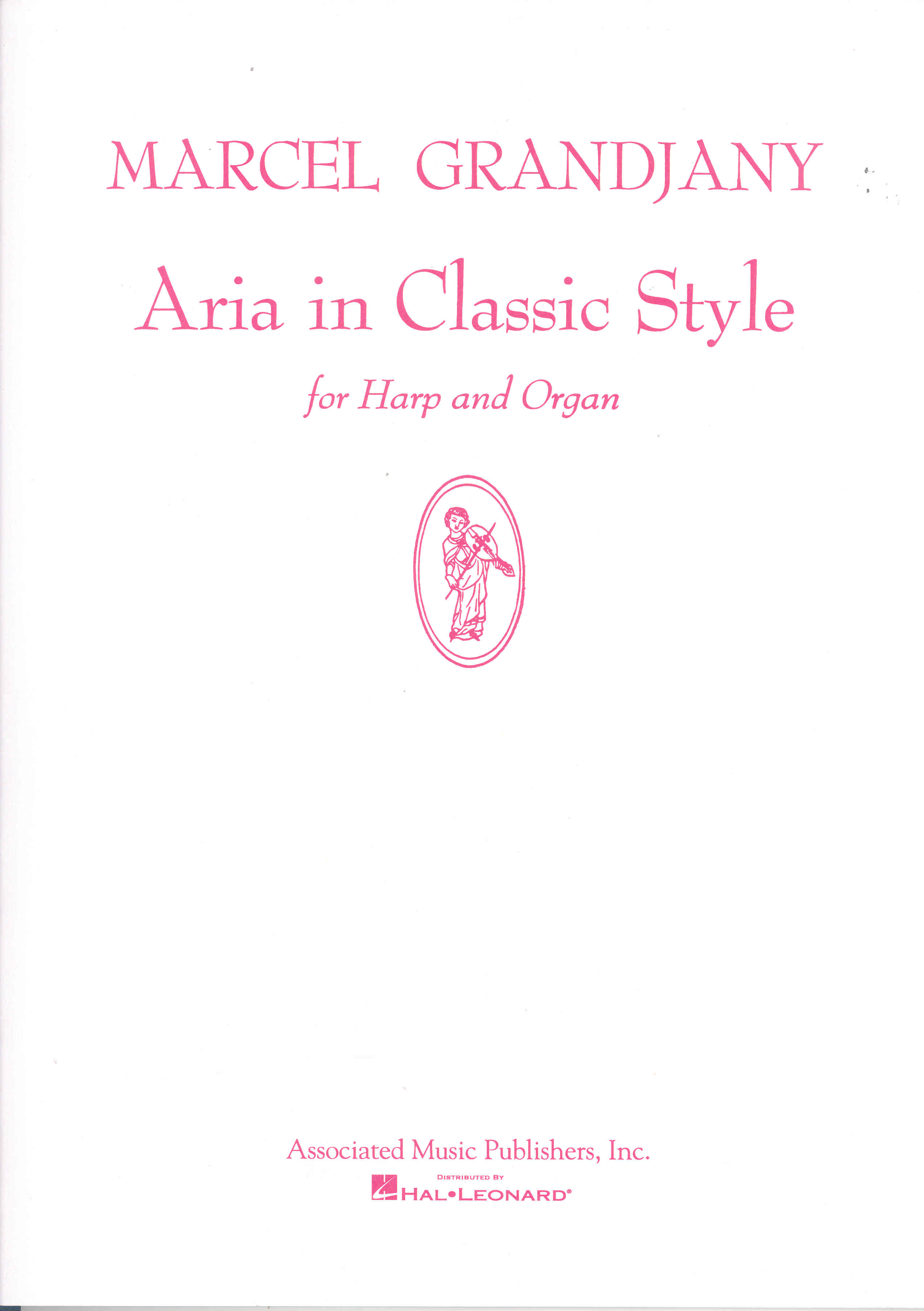 Grandjany Aria In Classic Style (harp/org) Sheet Music Songbook