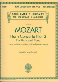 Mozart Horn Concerto No 3 Horn & Piano Sheet Music Songbook