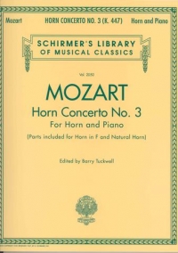Mozart Horn Concerto No 3 Horn & Piano Sheet Music Songbook
