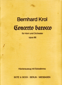 Krol Concerto Barocco Op86 Sheet Music Songbook