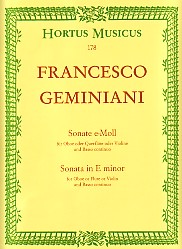 Geminiani Sonata E Min Oboe Sheet Music Songbook
