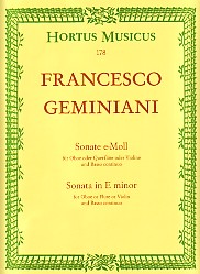 Geminiani Sonata E Min Oboe Sheet Music Songbook