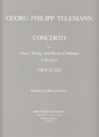 Telemann Concerto In D Major Oboe And Piano Sheet Music Songbook