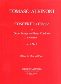Albinoni Concerto For Oboe Gmin Op9/8 Oboe/pf Sheet Music Songbook