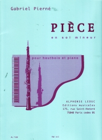 Pierne Piece Gmin Oboe & Piano Sheet Music Songbook