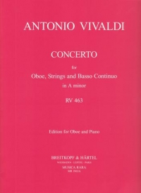 Vivaldi Concerto Amin Rv463 F Vii/13 Oboe & Pf Sheet Music Songbook