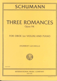 Schumann 3 Romances Op 94 Oboe/piano Sheet Music Songbook