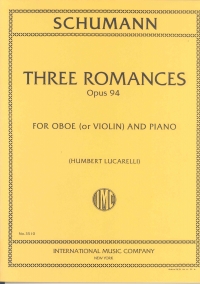 Schumann 3 Romances Op 94 Oboe/piano Sheet Music Songbook