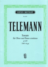 Telemann Sonata Gmin Oboe & Bc Tafelmusik Iii/5 Sheet Music Songbook