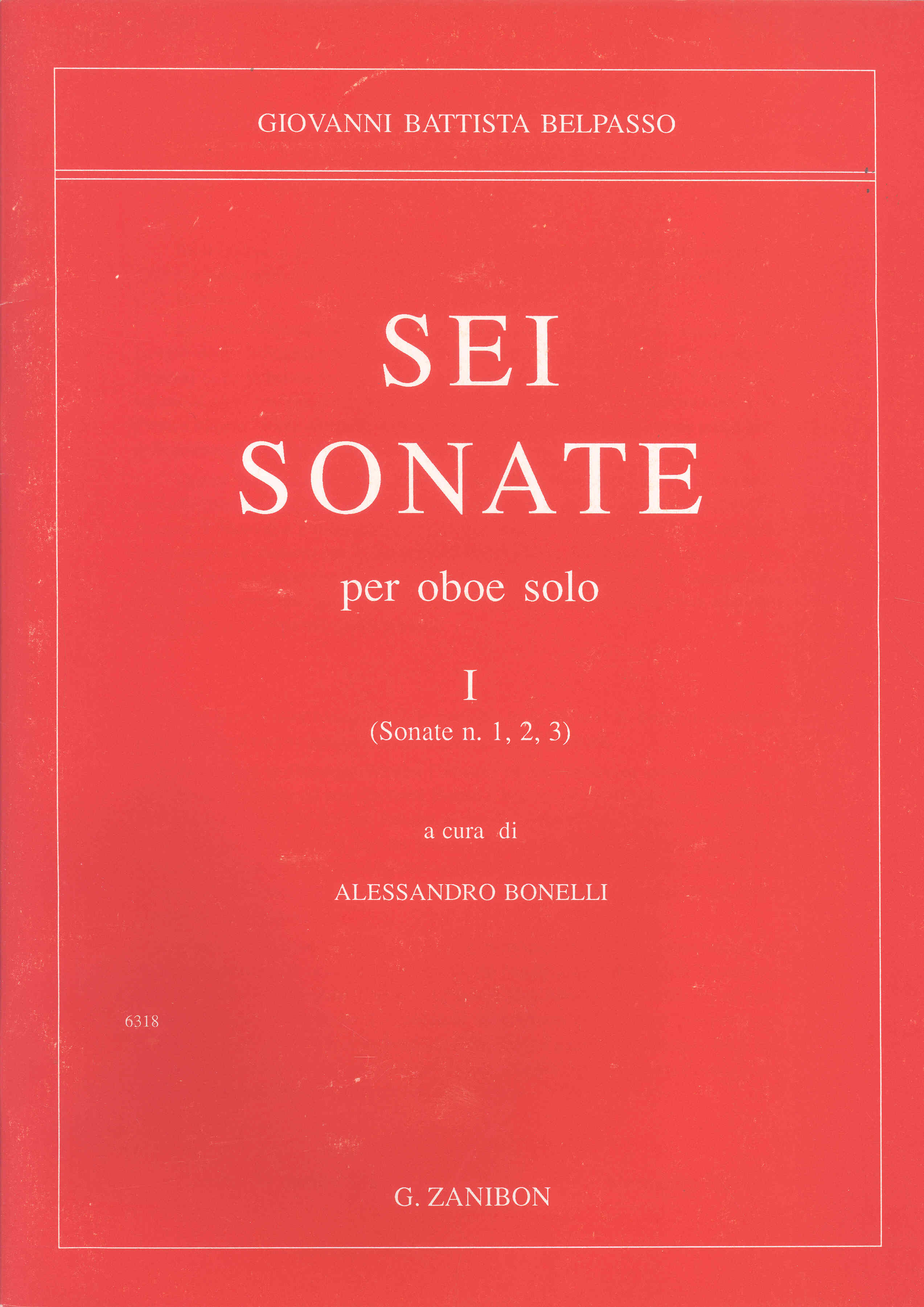 Belpasso 6 Sonatas Vol. 1 Oboe Sheet Music Songbook
