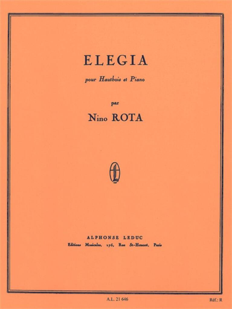 Rota Elegia Oboe & Piano Sheet Music Songbook