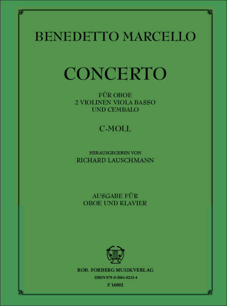 Marcello Oboe Concerto C Minor Oboe & Piano Sheet Music Songbook