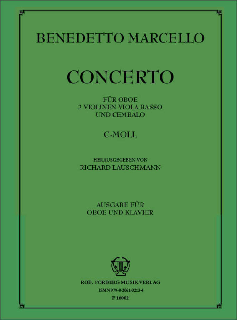 Marcello Oboe Concerto C Minor Oboe & Piano Sheet Music Songbook