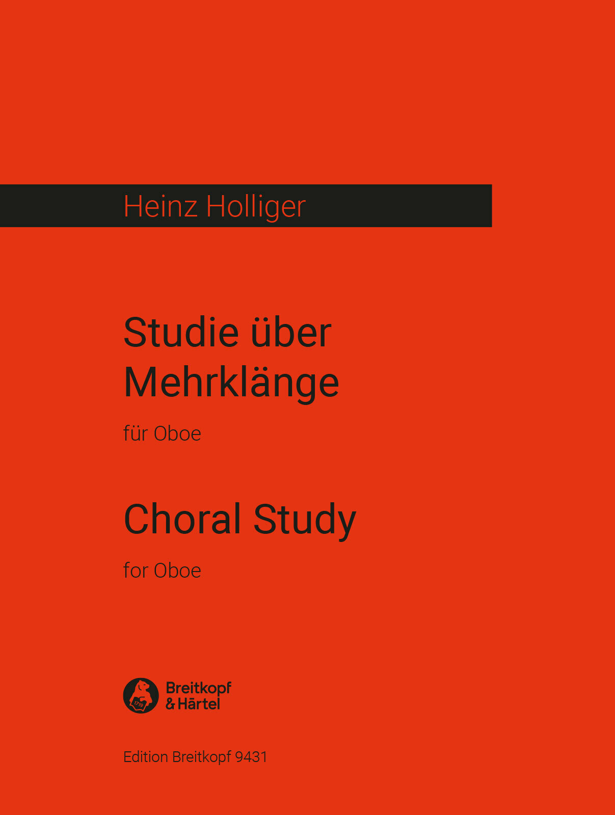 Holliger Choral Study For Oboe Sheet Music Songbook