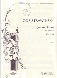 Stravinsky Etude Op7 No 4 F# Piano Sheet Music Songbook