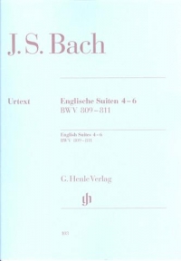 Bach English Suites 4-6 Piano With Fingering Sheet Music Songbook