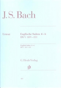 Bach English Suites 4-6 Piano With Fingering Sheet Music Songbook