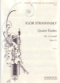 Stravinsky Etudes (4) Op7 No 3 Emin Piano Sheet Music Songbook