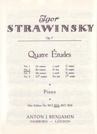 Stravinsky Etudes (4) Op7 No 2 D Piano Sheet Music Songbook