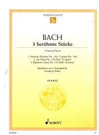 Bach 3 Pieces Sinfonia,air,badinerie Piano Sheet Music Songbook