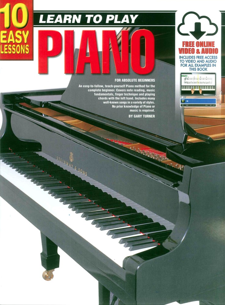 10 Easy Lessons Piano Book + Online Sheet Music Songbook