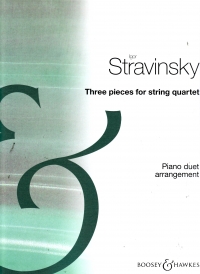 Stravinsky 3 Pieces For String Quartet Piano Duet Sheet Music Songbook