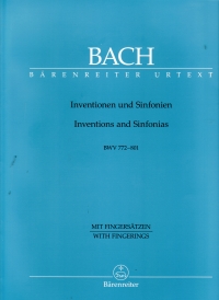 Bach Inventions & Sinfonias Bwv772-801 With Finger Sheet Music Songbook