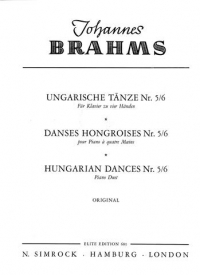 Brahms Hungarian Dances Nos 5 & 6 Piano 4 Hands Sheet Music Songbook