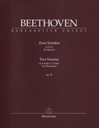Beethoven Two Sonatas Op14 E & G Piano Sheet Music Songbook