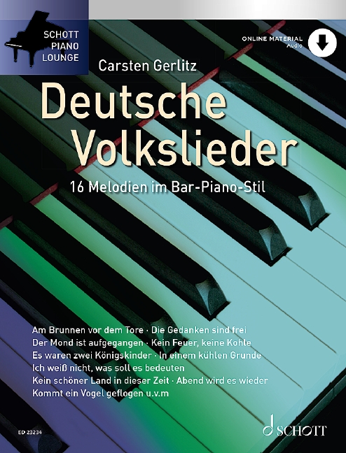 Deutsche Volkslieder Schott Piano Lounge + Online Sheet Music Songbook