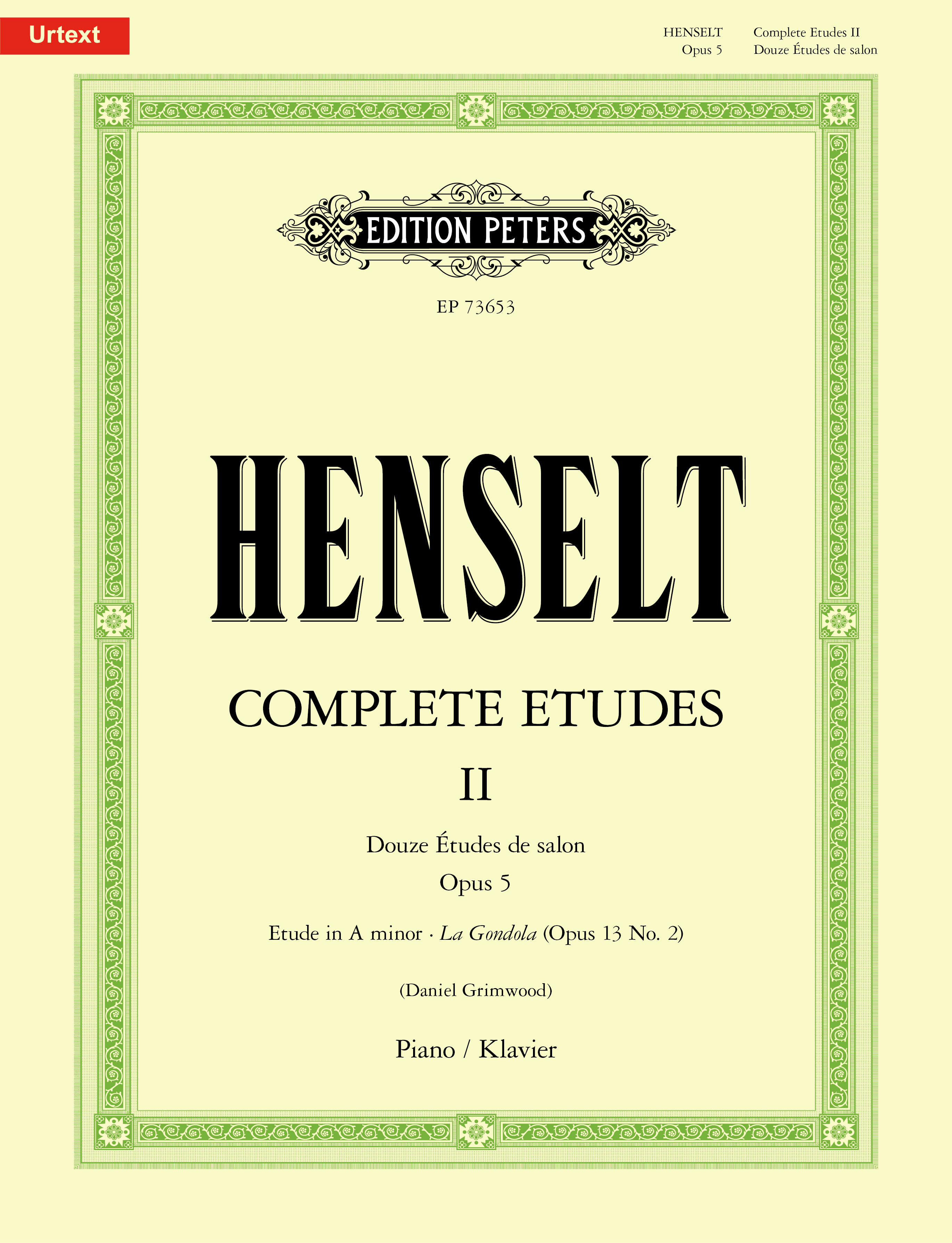 Henselt Complete Etudes For Piano Volume Ii Op5 Sheet Music Songbook