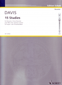 15 Studies For Descant Or Tenor Recorder Davis Sheet Music Songbook