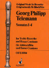 Telemann Sonatas 1-4 Treble Recorder Sheet Music Songbook