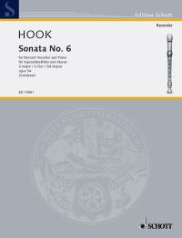 Hook Sonata No 6 Op54 Recorder Sheet Music Songbook