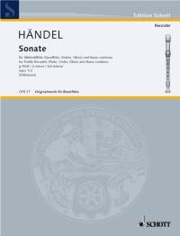 Handel Sonata Op1 No 2 Gmin Recorder Sheet Music Songbook
