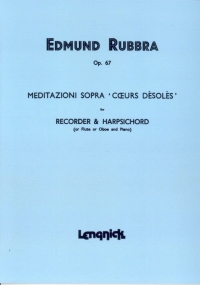 Rubbra Meditazioni Sopra Coevrs Des Oles Recorder Sheet Music Songbook