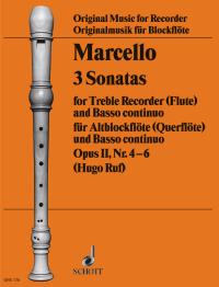 Marcello Sonatas (3) Opii 4-6 Treble Recorder Ruf Sheet Music Songbook