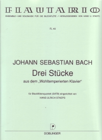 Bach 3 Pieces From Well Tempered Clavier Satb Sheet Music Songbook
