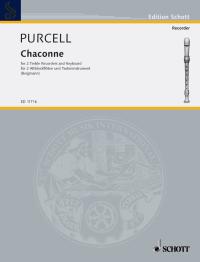 Purcell Chaconne 2 Treble (alto) Recorders & Piano Sheet Music Songbook
