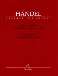 Handel Complete Recorder Sonatas Sheet Music Songbook