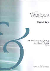 Warlock Capriol Suite For Recorder Quintet Score Sheet Music Songbook